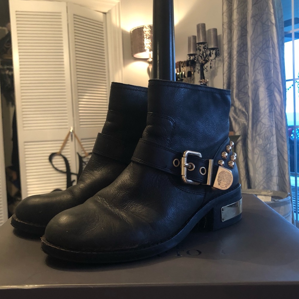 Vince Camuso Booties with Gold detail